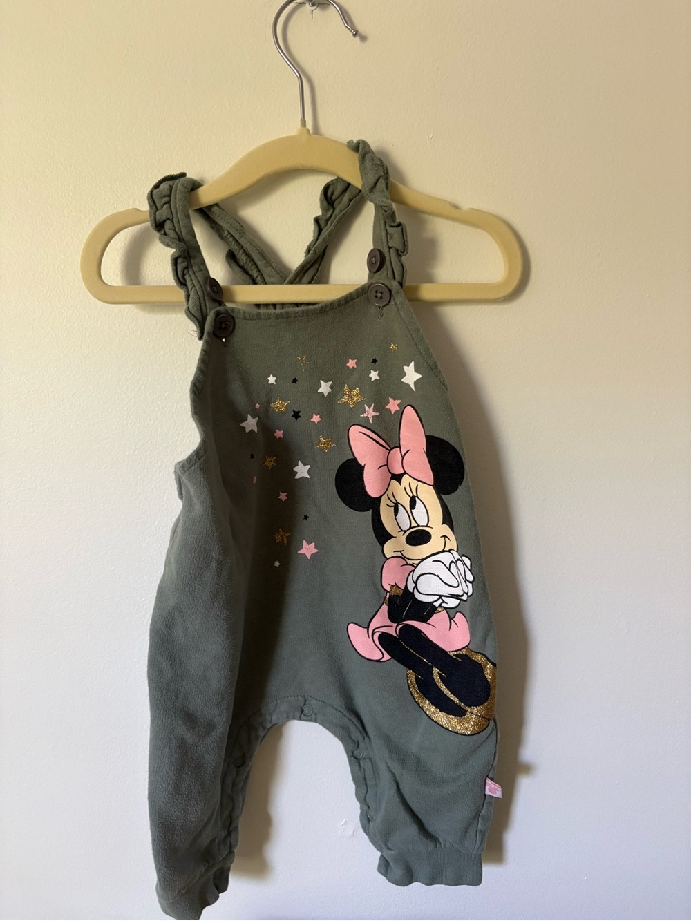 (2/$10) Disney Olive Green Minnie Mouse Overalls